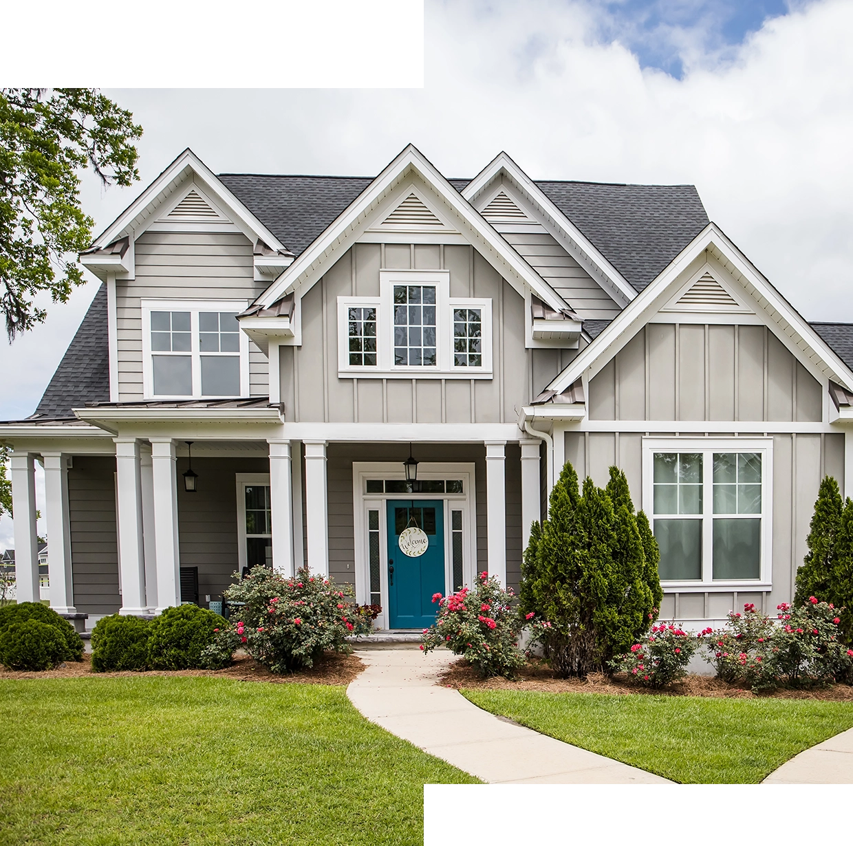 Beautiful two-story gray house.